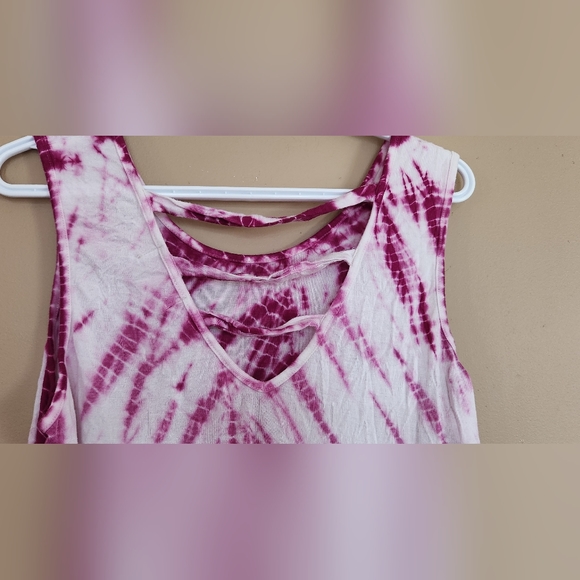 Olive & Oak Top Womens Large Sleeveless Tank Tie Dye Purple & White Knit Hippie - Picture 2 of 10